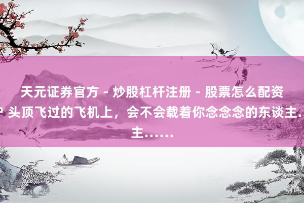 天元证券官方 - 炒股杠杆注册 - 股票怎么配资开户 头顶飞过的飞机上，会不会载着你念念念的东谈主……