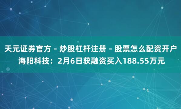 天元证券官方 - 炒股杠杆注册 - 股票怎么配资开户 海阳科技：2月6日获融资买入188.55万元