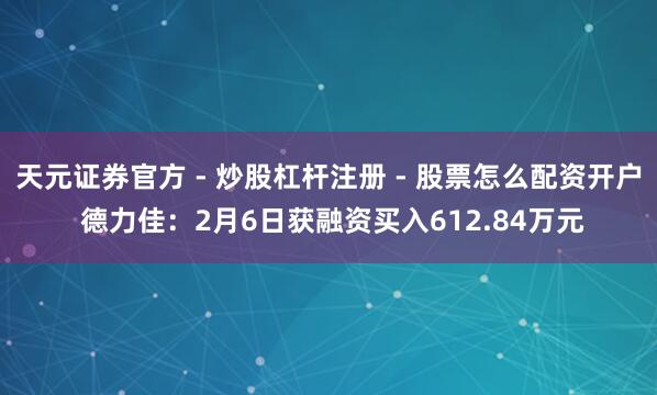 天元证券官方 - 炒股杠杆注册 - 股票怎么配资开户 德力佳：2月6日获融资买入612.84万元